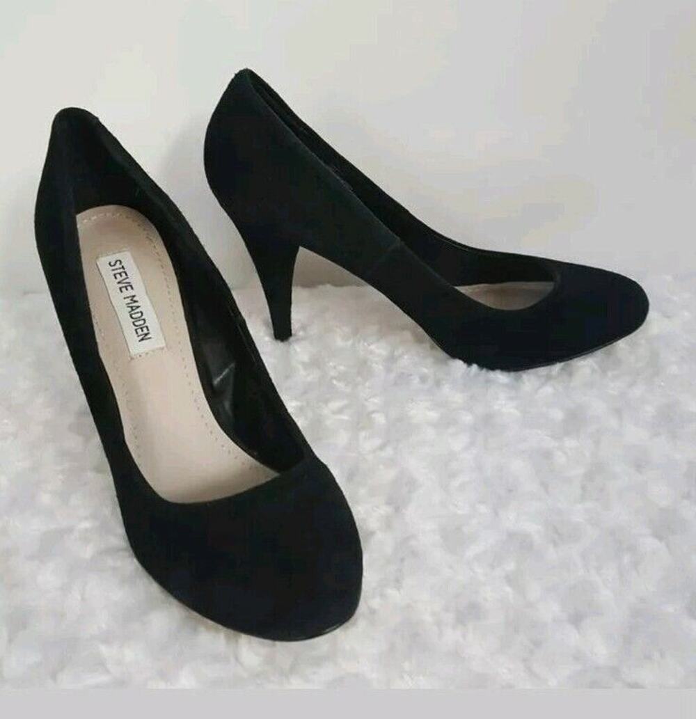 Steve Madden Unityy Womens 8.5 Pumps Classic Black Suede High Heel Shoes